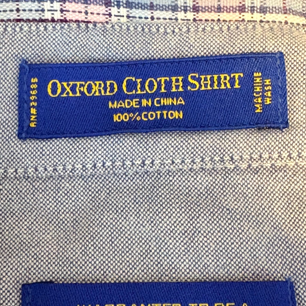 Pendleton Oxford Long Sleeve Button Down Shirt- 100% Cotton-Pink/Blue Size: L - Picture 4 of 7